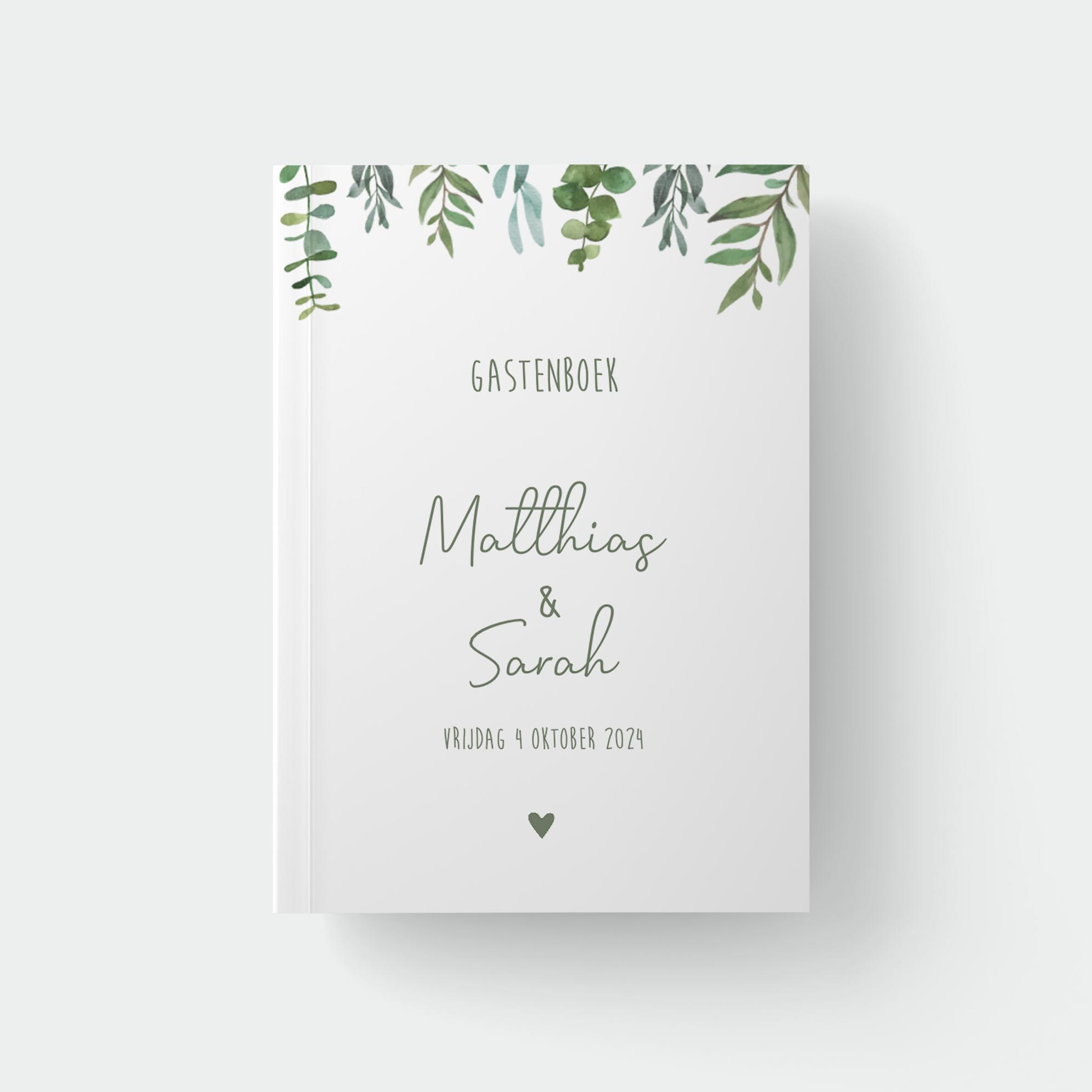 Gastenboek bruiloft staand botanisch takjes groen